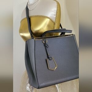 Fendi Gray Tote with Gold Accents